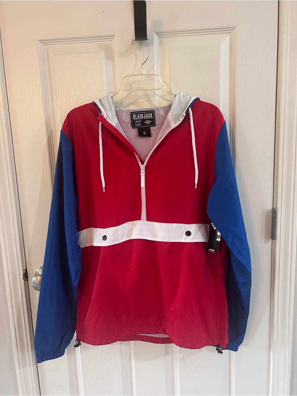 Blackjack Red & Blue Hooded Windbreaker Jacket